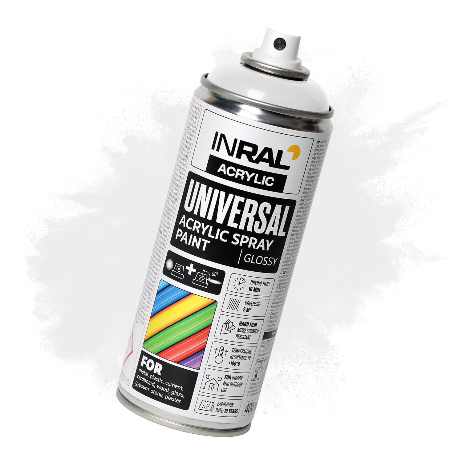 RAL9010 farba w sprayu, czysta biel, błyszcząca, uniwersalna farba w sprayu, 400 ml, puszka sprayu do metalu, tworzywa sztucznego, drewna i kamienia - wysoko kryjąca, odporna na deszcz i