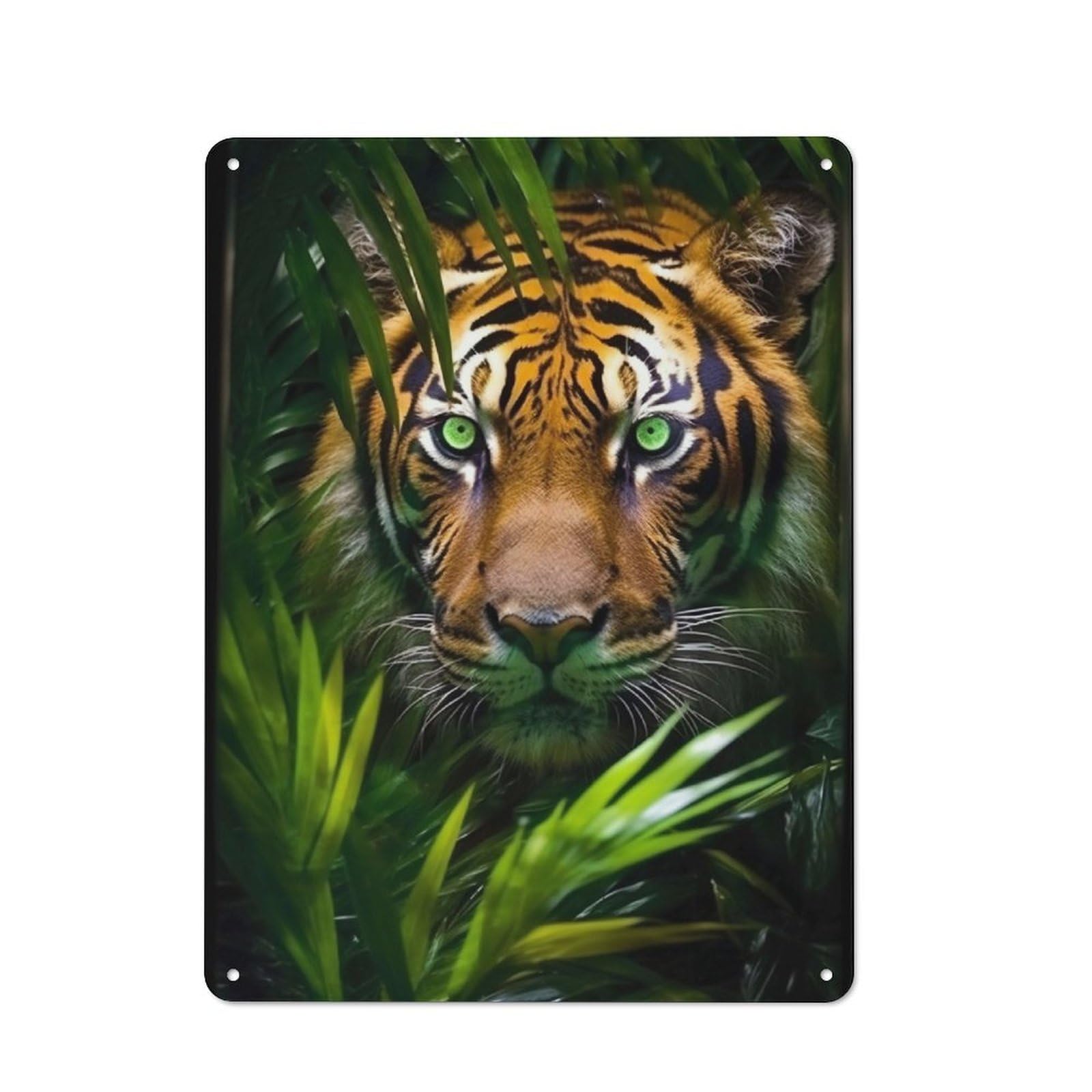 Junmoney A Tiger In Jungle Vintage Metal Wall Sign 40X30cm For Studio Or Craft Room, For Vintage Wall Decor Fans, For Metal Sign Collectors