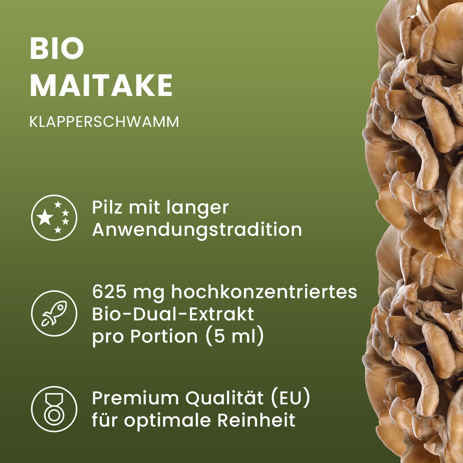 Bio Maitake Flüssigextrakt hochkonzentriert - Dual-Extrakt auf Glycerin Basis - hochdosiert, alkoholfrei - 100 ml - Grifola frondosa Vitalpilze Extrakt - AT-BIO-701