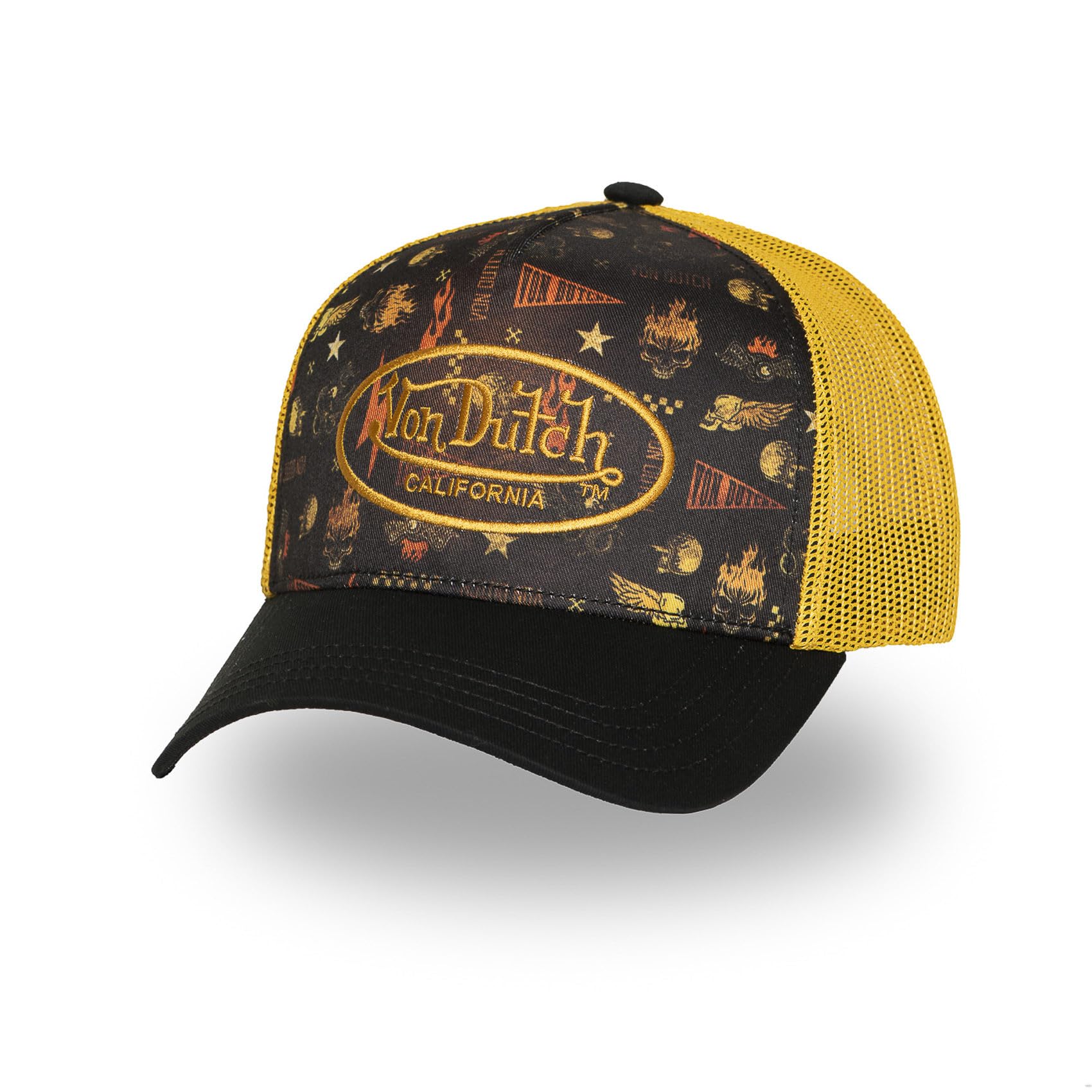 Von Dutch Men's & Women's Adjustable Snapback Cap, Yellow, Size TU