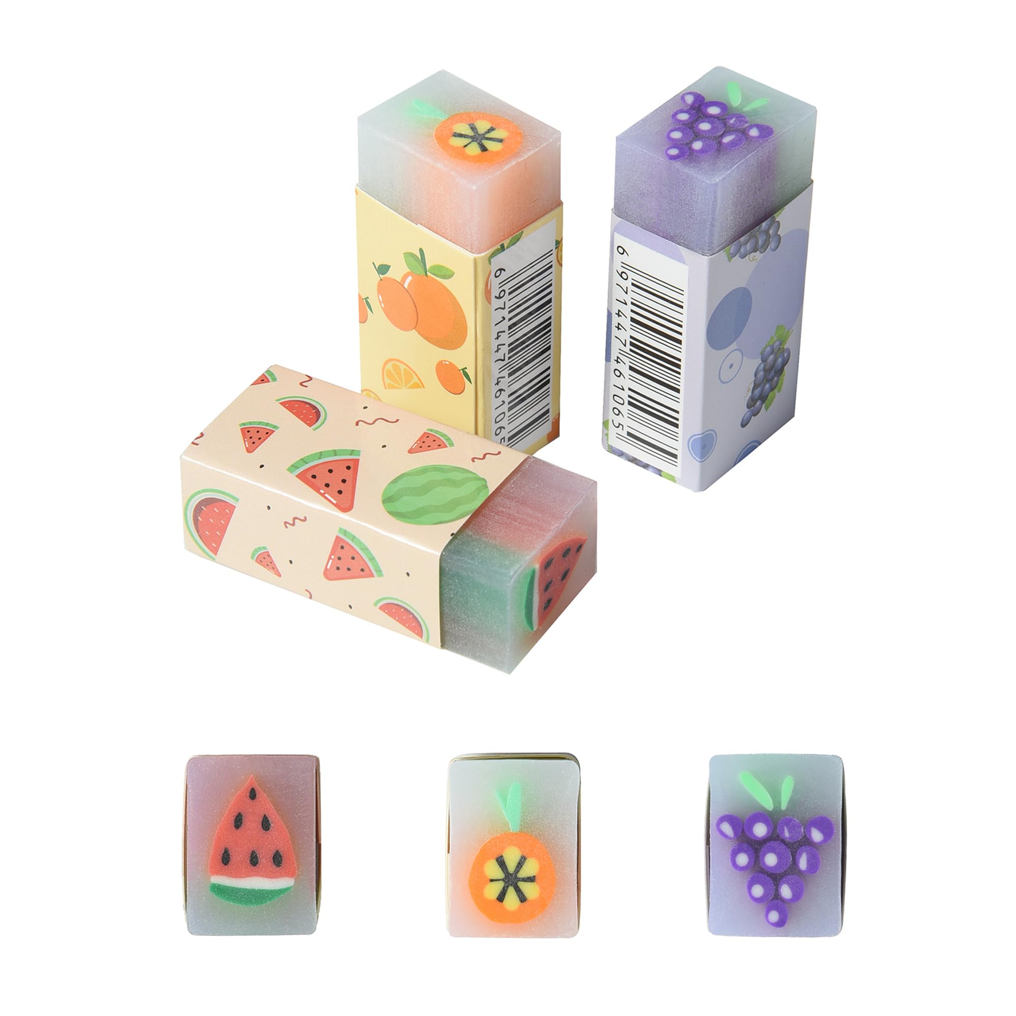 HILAZA 18Pcs Cute Fruit Erasers for Kids Bulk, Kawaii Fun Pencil Jelly Erasers for School Classroom Supplies Prize Gifts Party Favors