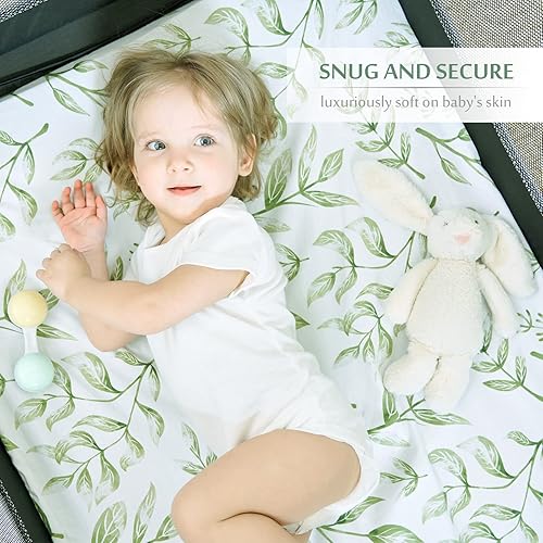 Miniatura 10 de TCBunny Sábanas de muselina para cuna, 100% algodón, estilo bohemio, neutro, para colchón de cuna estándar y colchón de cama infantil (52 x 28