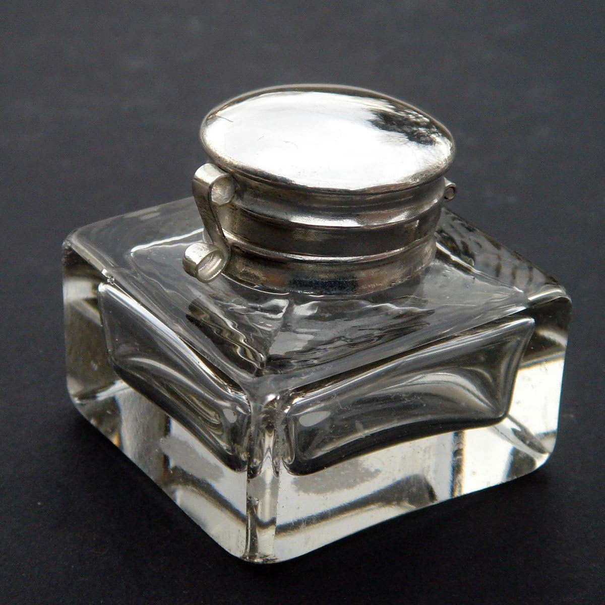 Treasure Gurus Clear Glass Antique Style Inkwell Cut Glass Vintage Reproduction Ink Well