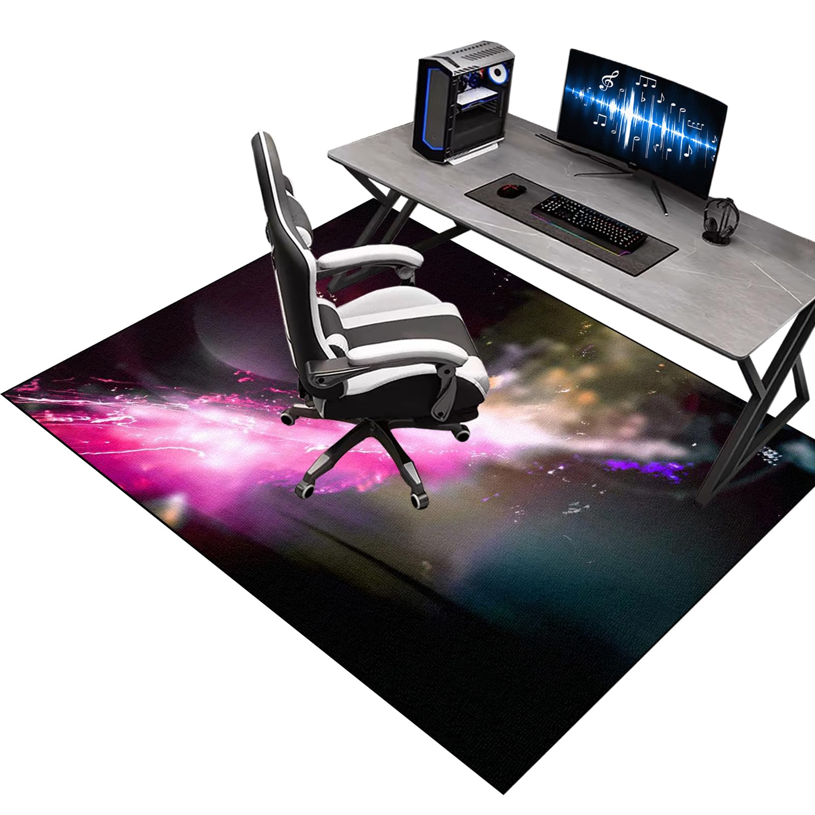 Office Gaming Chair Mats for Carpeted Floor, 90 x 140 cm Desk Chair Floor Protector Mat for Carpet, Computer Floor Mat for Carpets, Gaming Rug for Hard Floor, Floor Protector for Rolling Chair