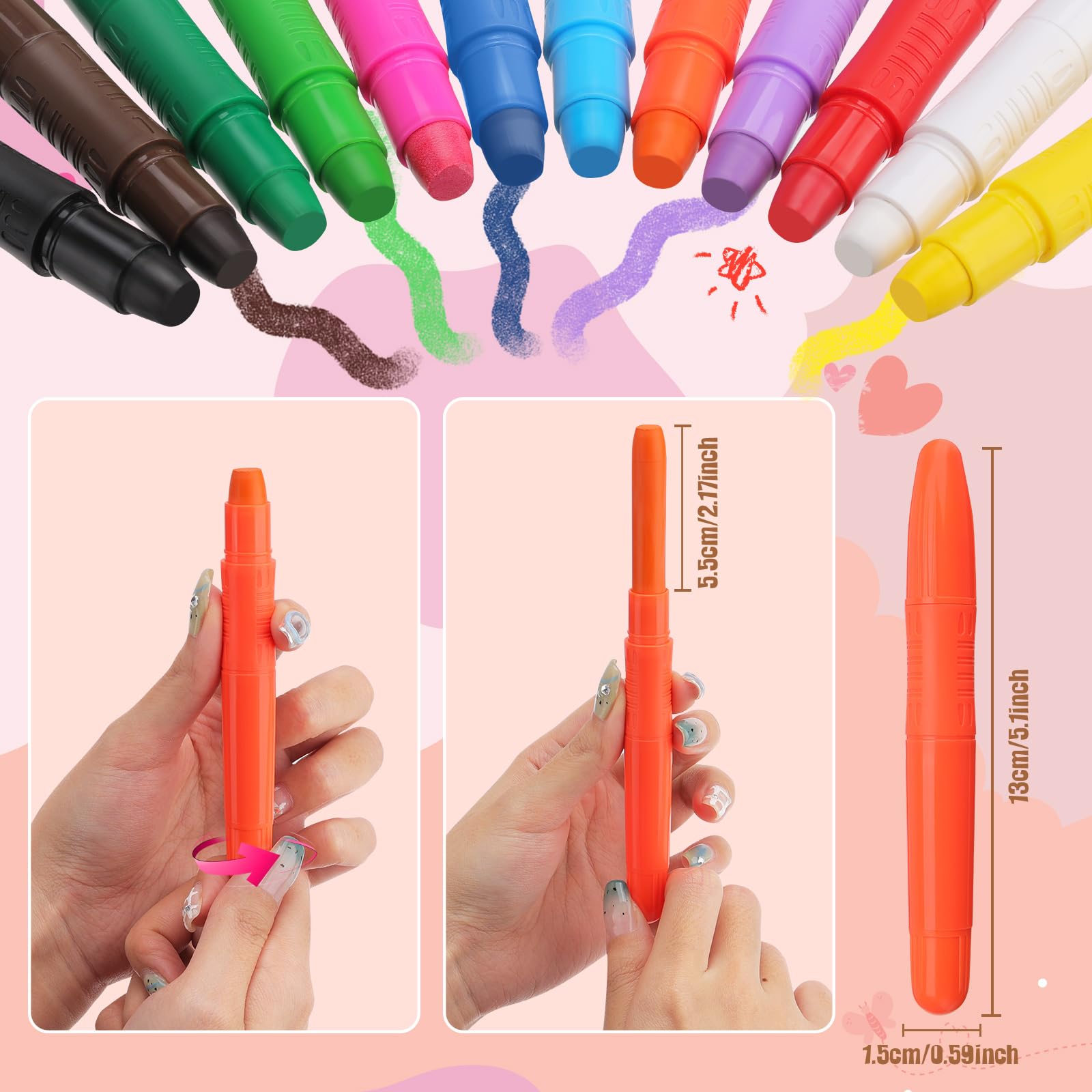 Set Truccabimbi, 12 Colori per Body Painting, Sicuro per Pelli Sensibili e Gravidanza, Ideale per Carnevale, Halloween, Natale, Cosplay, Trucco Lavabile, Regalo per Bambini