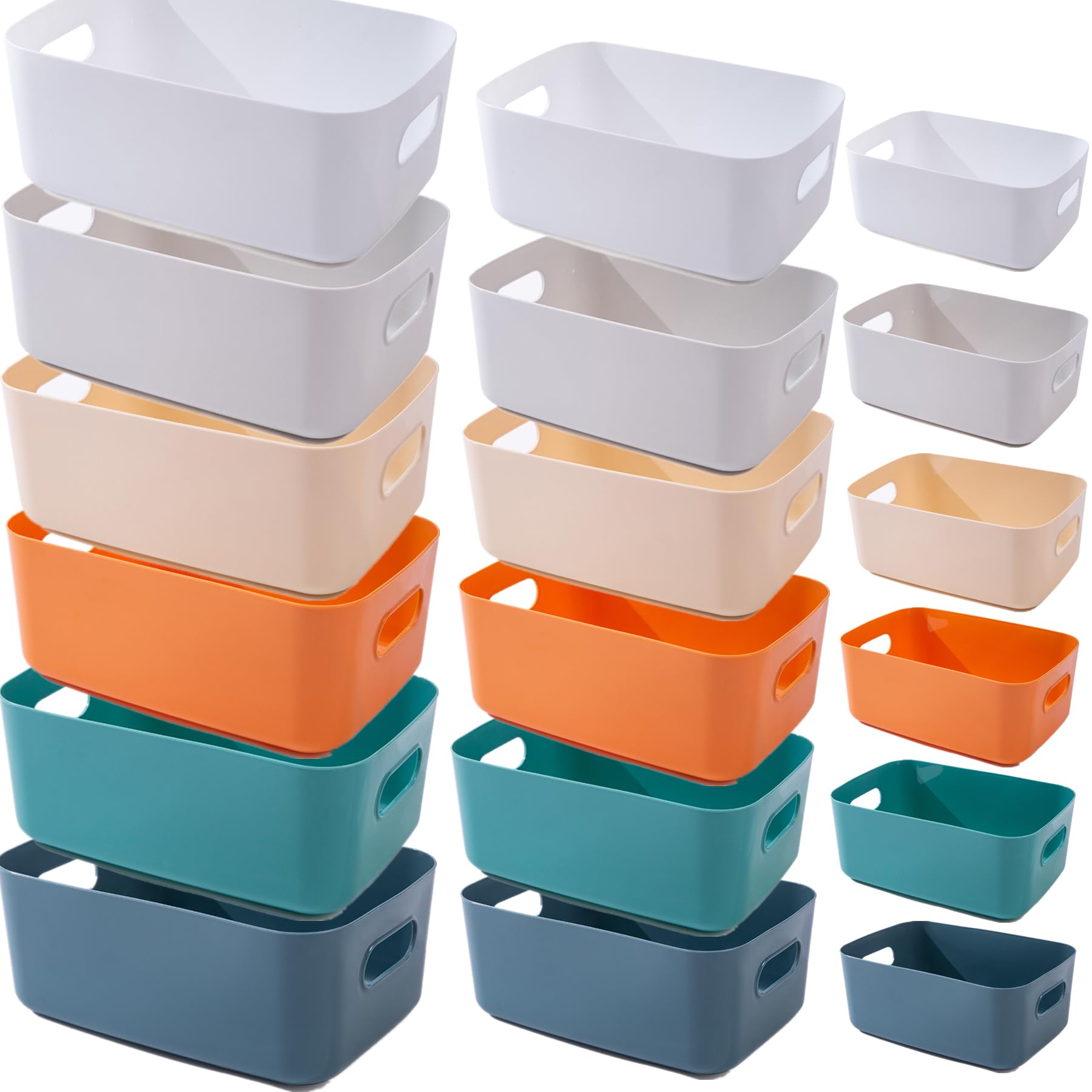 Boîte de Rangement Plastique pour Salle de Bain et Cuisine 30cm/6pack, Organisation Bureau 6pack
