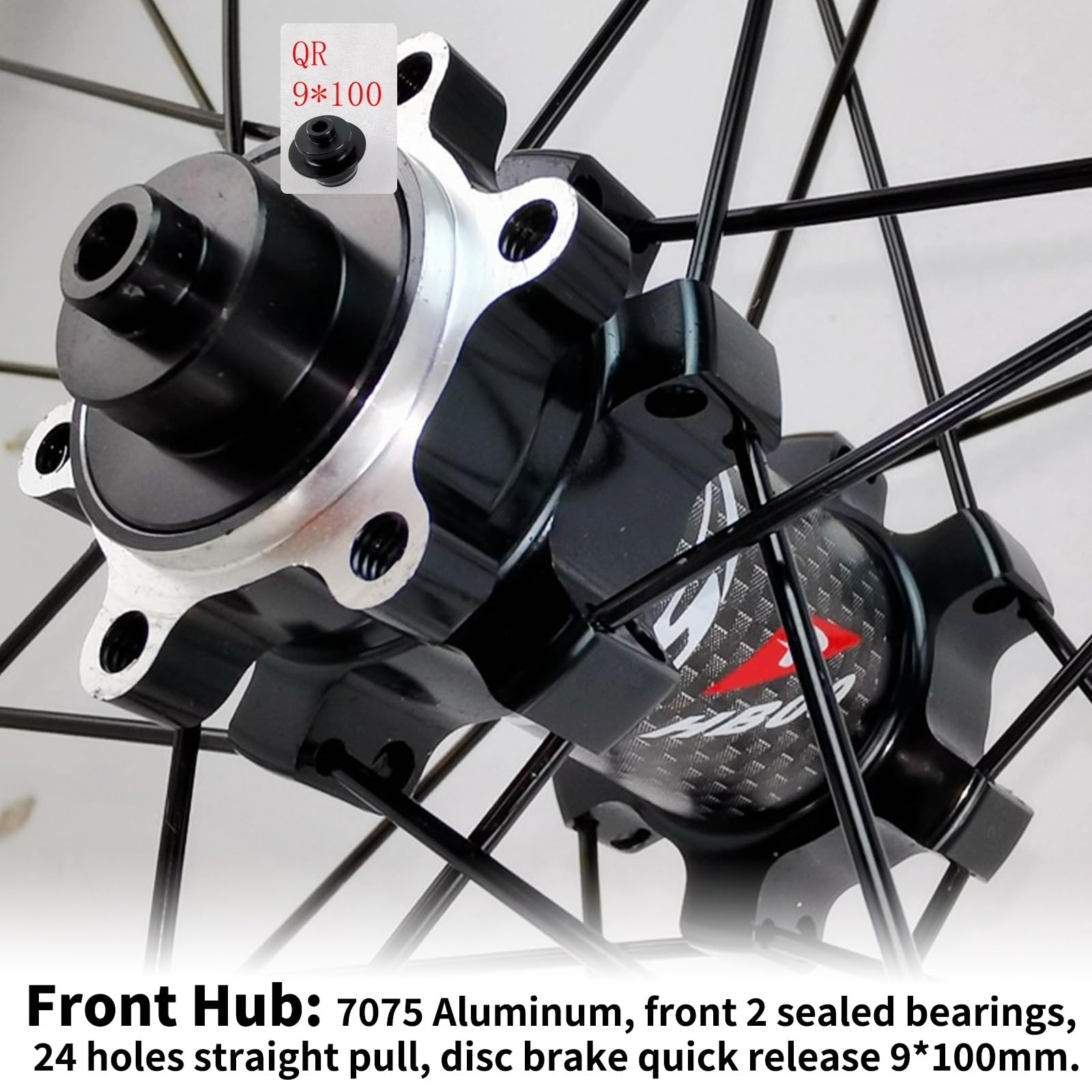 Set di Ruote per Bici da Corsa 700C Cerchi in Fibra di Carbonio Altezza 38/50mm Sgancio Rapido Freno A Disco Mozzo 24H Straight Pull per Cassetta 7-12 velocità(50MM)