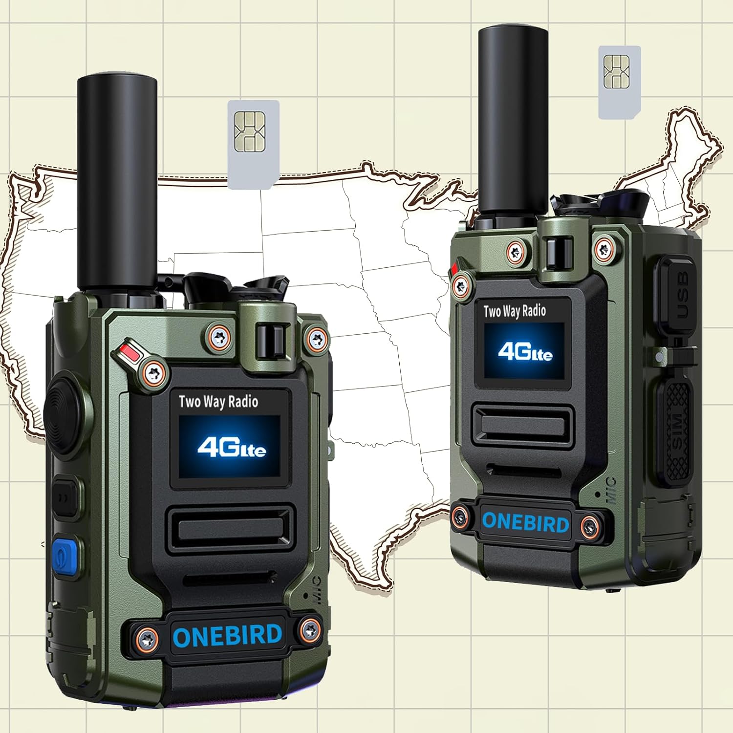 Global-walkie-Talkie-Unlimited-Range-radios-Long Range walkie talkies Communication Cards-radios Unlimited Range with sim Cards-Out of State walkie-Talkie ptt Button-Two Way Talk Talkie 2-Pack