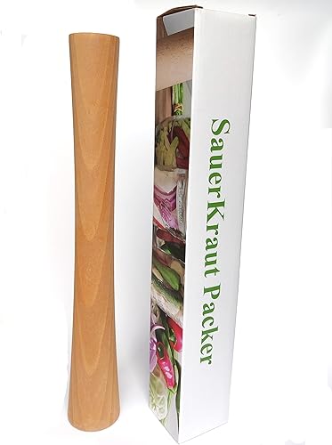 Miniatura 6 de KUNNV Chucrut Pounder para frascos Mason Fermentación Vegetal Packer Kimchee Tamper, Haya maciza Madera de Haya (16 pulgadas)