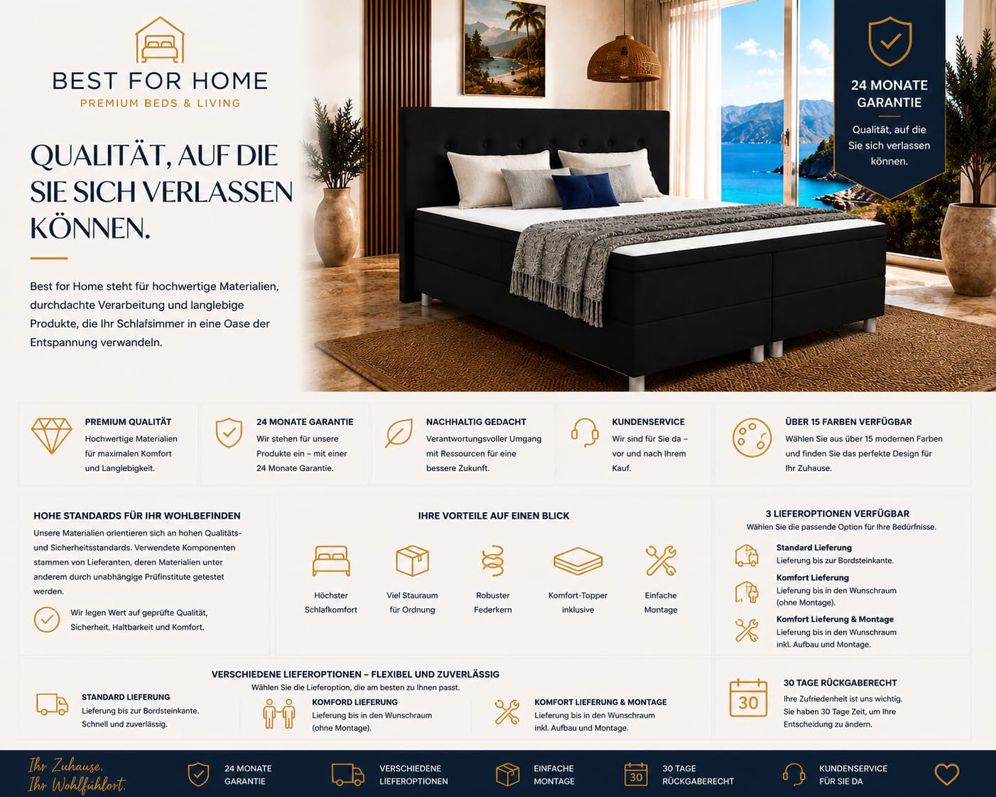 Best for You Boxspringbett Neo First Class Bett in verschiedenen Farben und Größen
