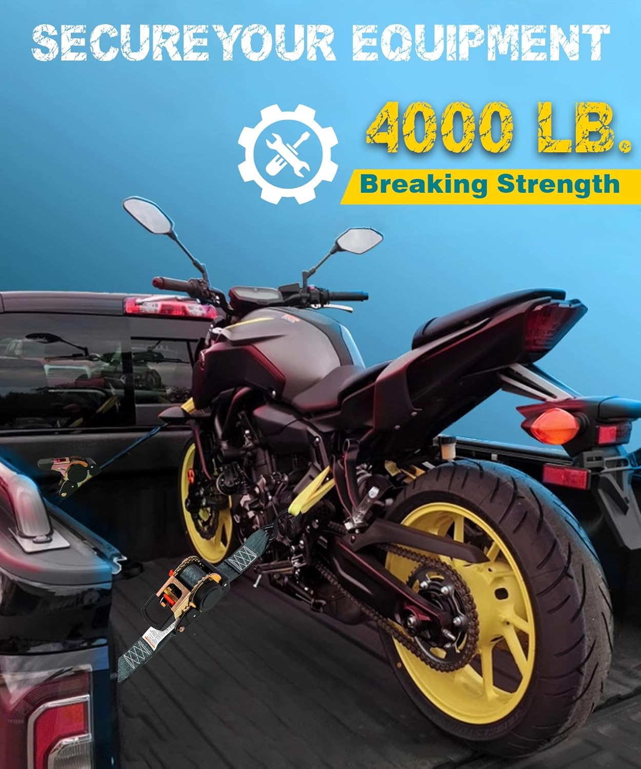 Retractable Ratchet Straps (2 Inch x 10 Feet) – Heavy Duty 2-Pack, 1,333 lbs Break Strength, Self-Retracting Tie Downs for Motorcycle, Truck, Trailer, Cargo, and More