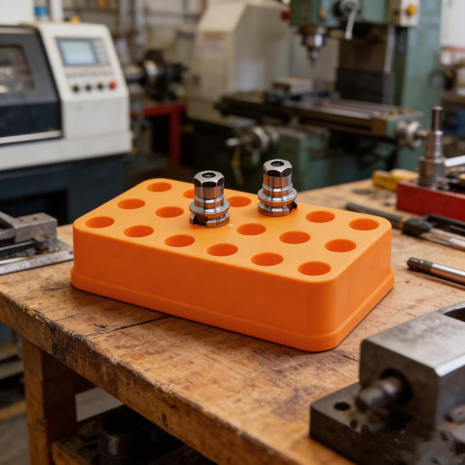 CNC Tool Holder Organizer for Drilling Bits and Milling with Storage Capacity- For Bt30 Yellow