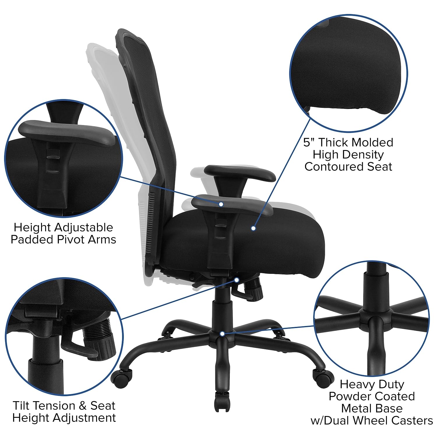Flash Furniture Macon ブラック 高さ調節可能 スチール製 Amazon.com: Flash Furniture HERCULES Series 24/7 Intensive Use Big