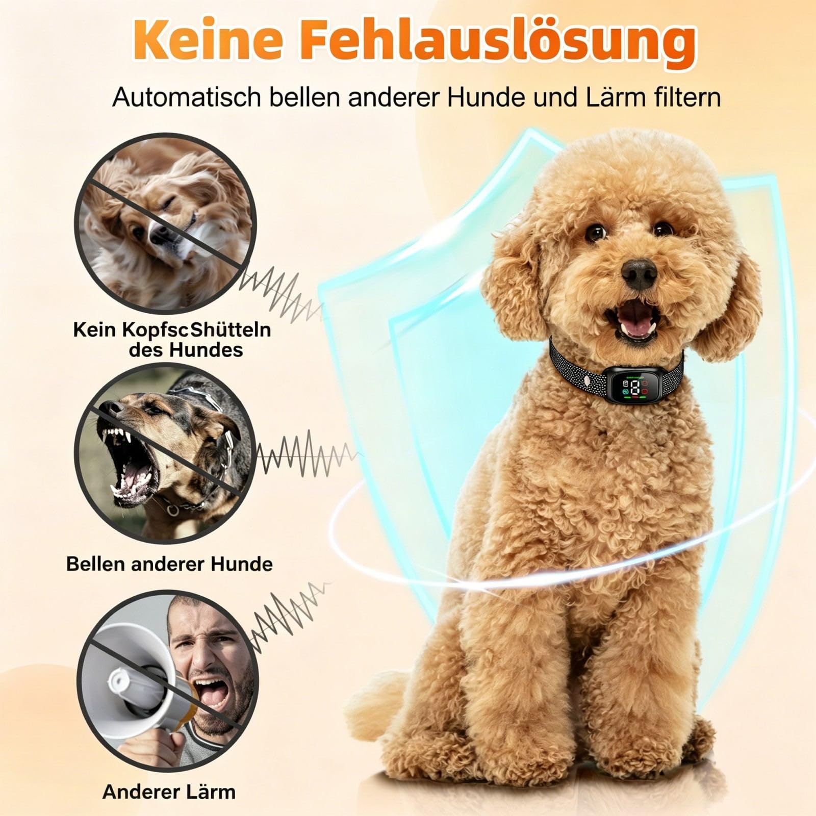 Haustierfreundliches Trainingshalsband - Antibellhalsband Für Hunde, Erziehungshilfe Anti-Bell Gerät Hunde Collar (Schwarz)