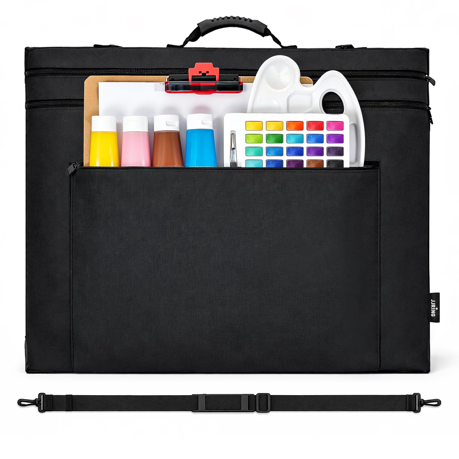 JJRING 20x26 Art Portfolio Tote Bag - Large Carrying Storage Case with Handle & Adjustable Shoulder Strap, Portfolio Folder for Artwork, Posters,