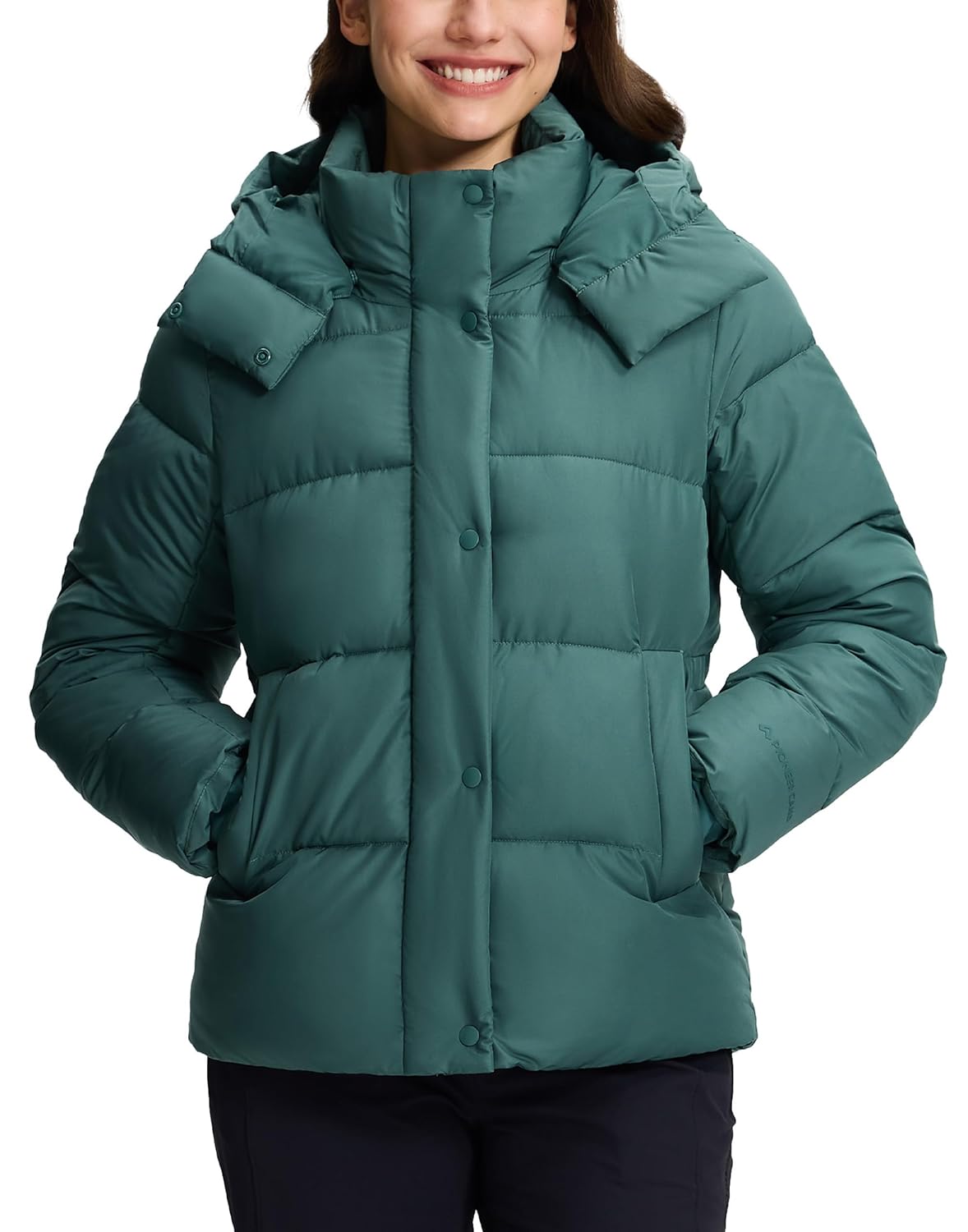 Pioneer Camp Womens Quilted Puffer Jacket Warm Winter Coat Insulated Full Zip Hooded Jacket Pockets Outerwear Casual