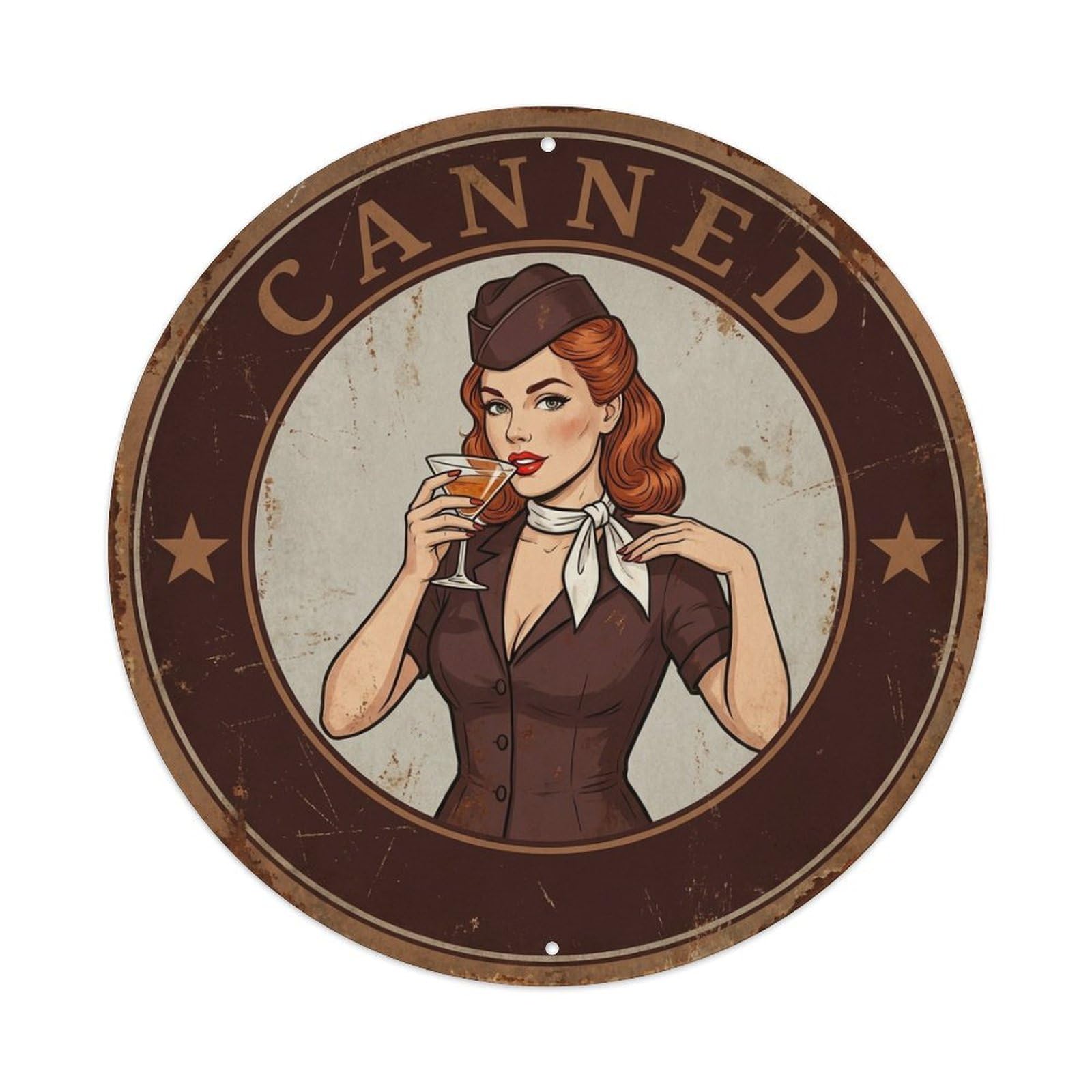 Canned Flight Attendant Wine Saying Metal Tin Sign