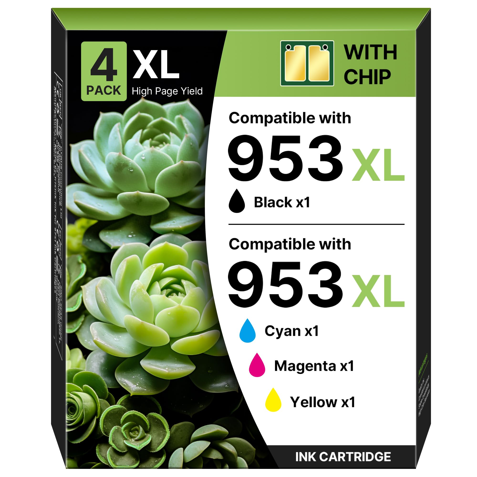 953XL Druckerpatronen Kompatibel für HP 953 Kompatibel für HP 953XL 953 XL | für HP 953XL für HP 953 XL für HP OfficeJet Pro 7740 Patronen 7720 8710 8715 8730 (953XL Schwarz Cyan Magenta Gelb, 4er-Pack）