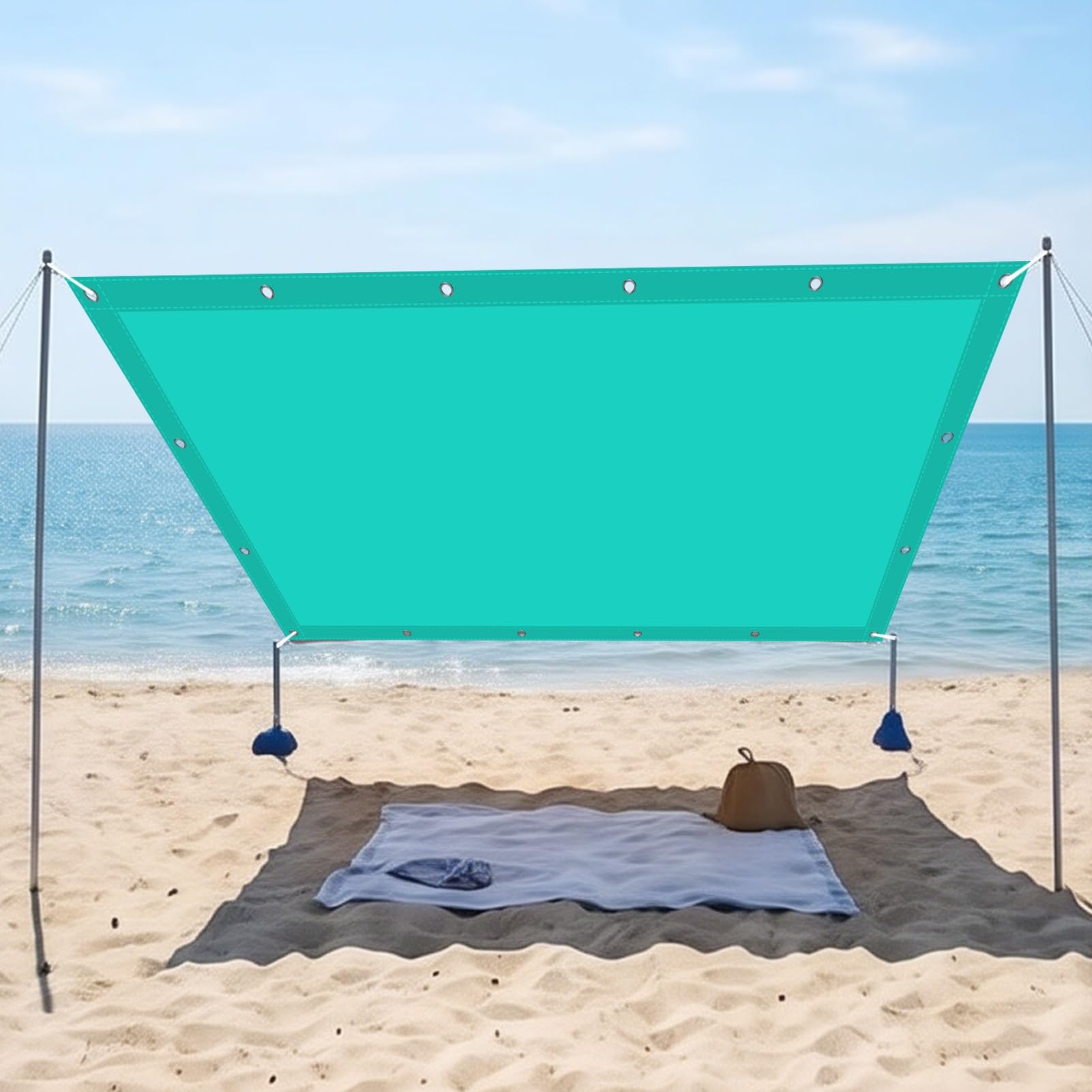 Sonnensegel Nach Maß mit Ösen 225 x 950 cm mit Ösen Und Seil Rechteckige Markise mit UV Schutz für Außenbereich/Terrasse/Balkon/Garten, Himmelblau