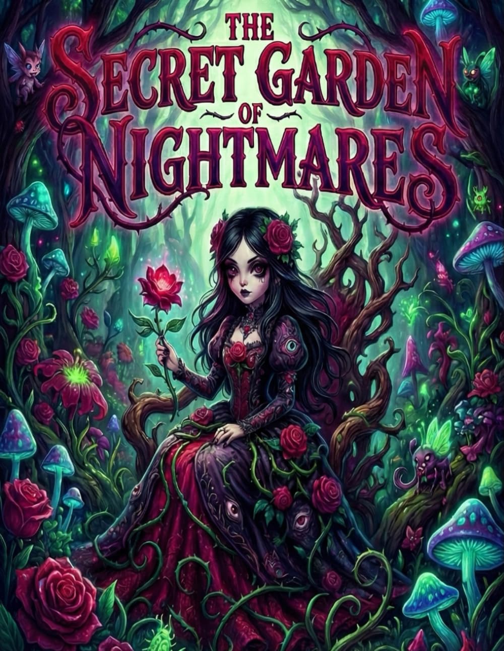 The Secret Garden of Nightmares: A Creepy Cute and Gothic Fantasy Coloring Book for Adults featuring Horror Girls, Spooky Creatures, and Dark Whimsy