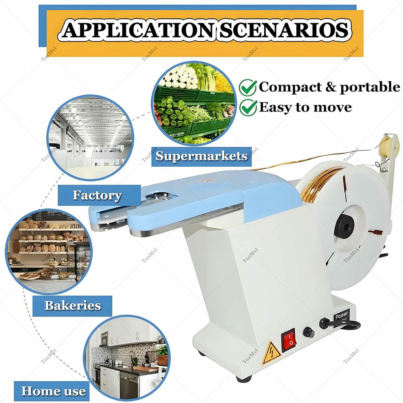 Sigillante elettrico per sacchetti per panetteria e caramelle, legatrice semiautomatica, per sigillare alimenti e rilegatura a filo, ideale per pane e snack