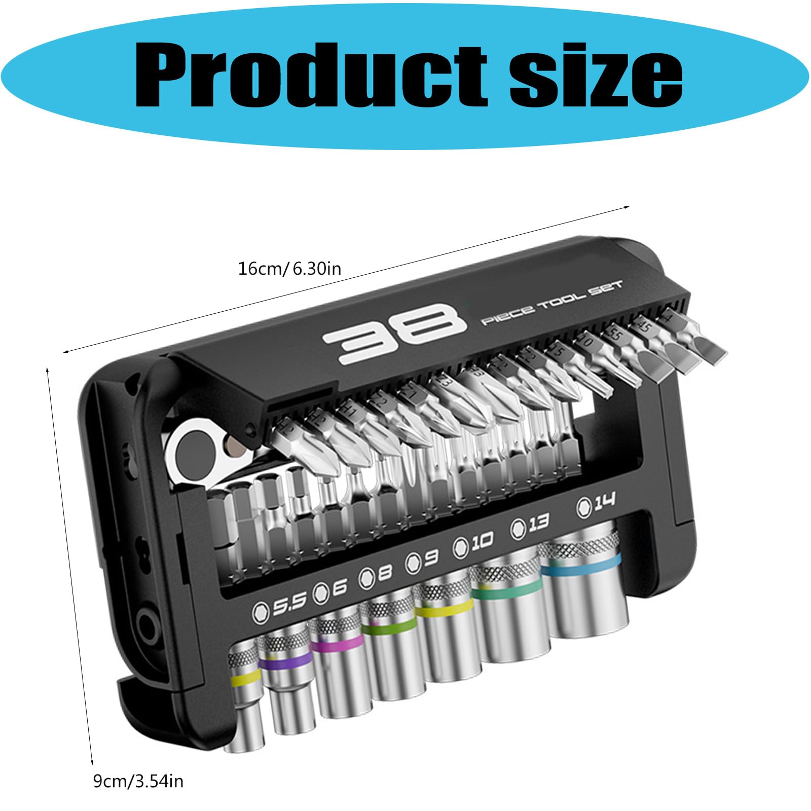 Efficiency Set chiavi a bussola a cricchetto 38 in 1 con meccanismo a cricchetto Funzione magnetica per applicazioni professionali Set chiavi a bussola