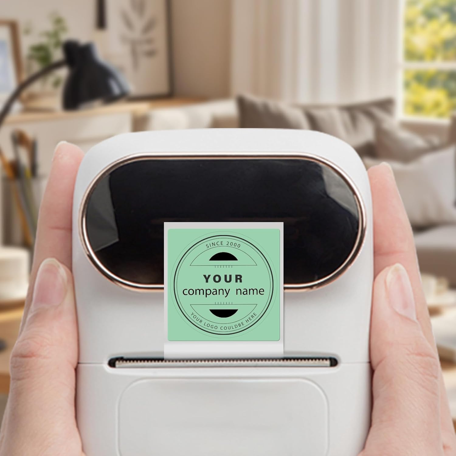 Circle Thermal Labels 1.18 Inch Green Round Vinyl Thermal Stickers for M110 M120 M220 M221 Self-Adhesive Waterproof Portable Direct Printer Label for Business Logo Design 300 PCS - Image 2