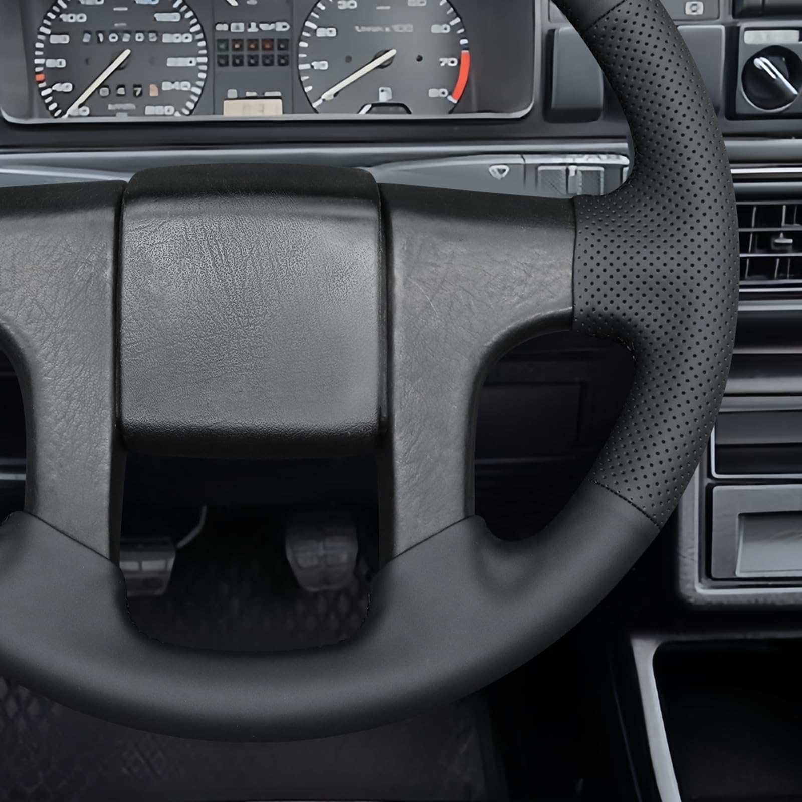 MEWANT Funda de Volante a Medida para Coser Volante con Costuras | volante con costuras / Volkswagen MK2 Golf II 2 GTI 1984-1999 / accesorios / volante MK2 Golf II 2 Transpirable Duradero
