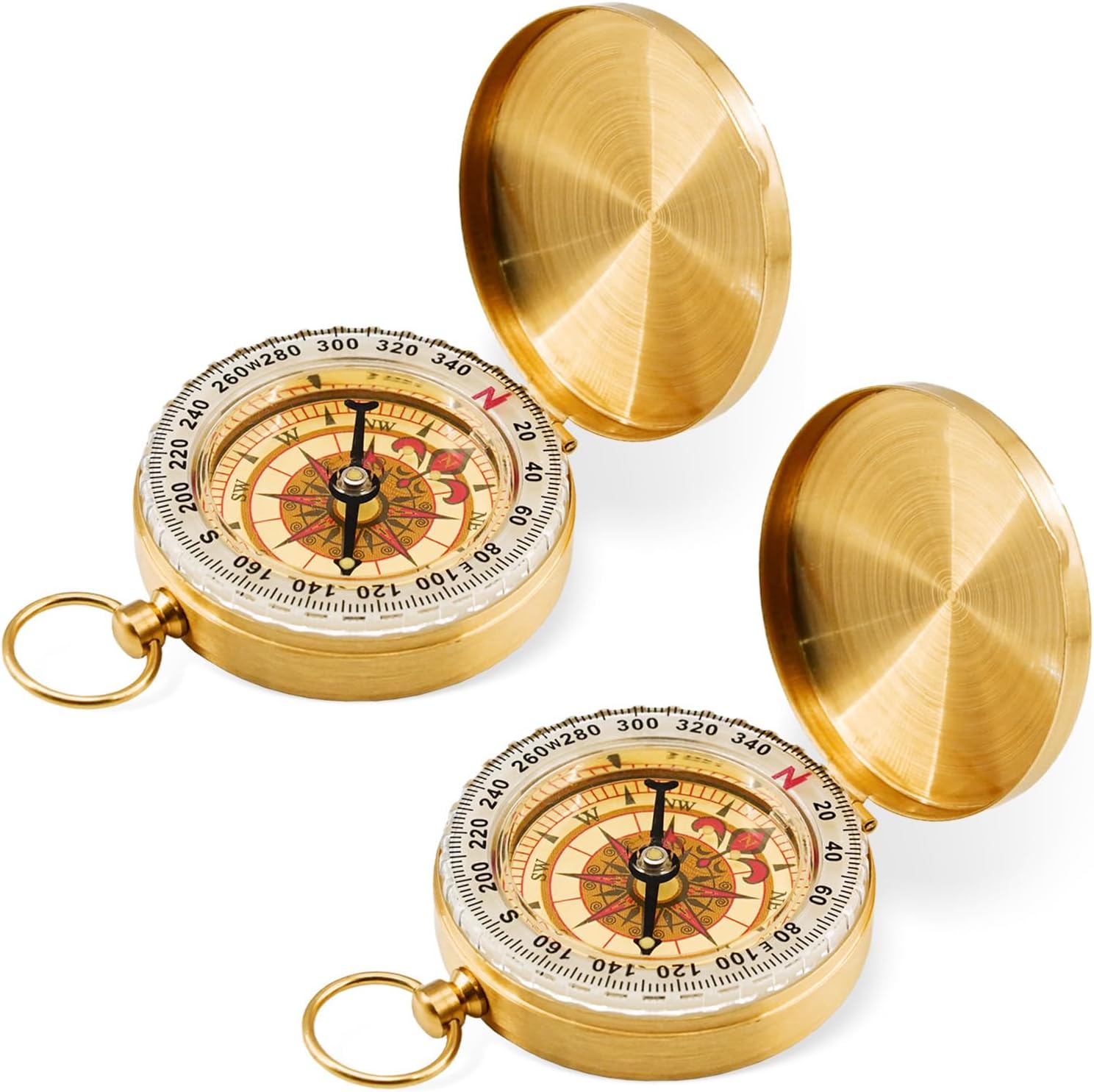 2Pcs Metal Camping Survival Compass, Brass Pocket Compass, Glow in The Dark Survival Gear for Hiking Camping Hunting Navigation 2Pcs Metal Camping Survival Compass, Brass Pocket Compass, Glow in The Dark Survival Gear for Hiking Camping Hunting Navigation