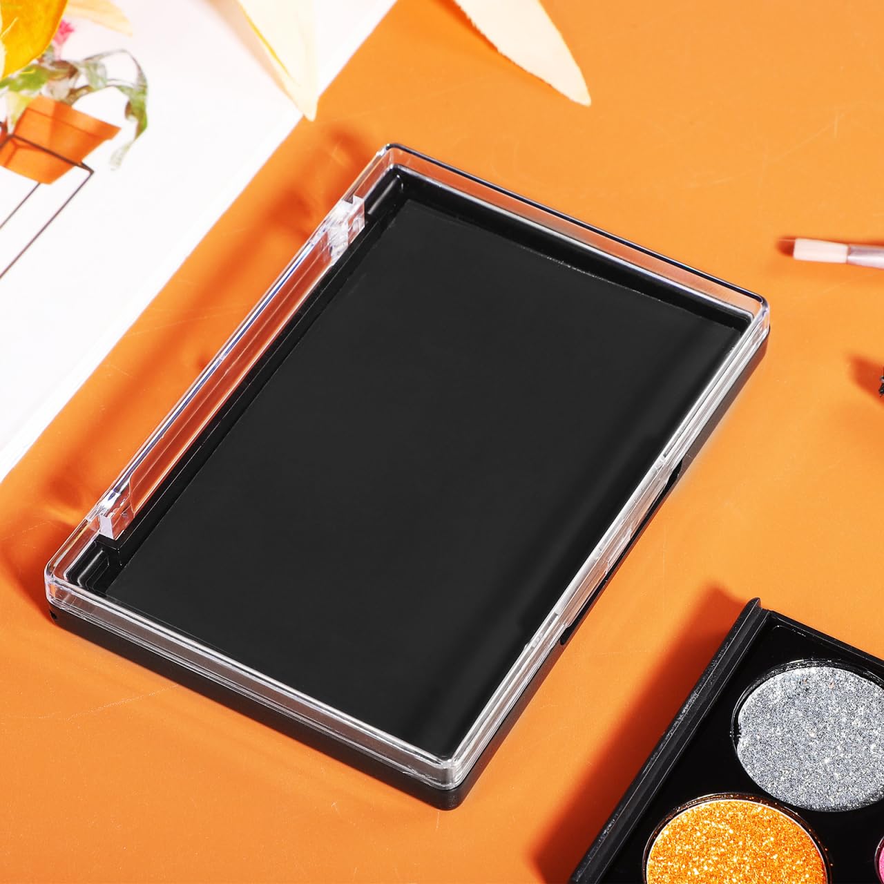 FRCOLOR Empty Magnetic Eyeshadow Palette with Transparent Lid, Practical Makeup Palette for Individual Empty Eyeshadow Box for Pans - Image 3