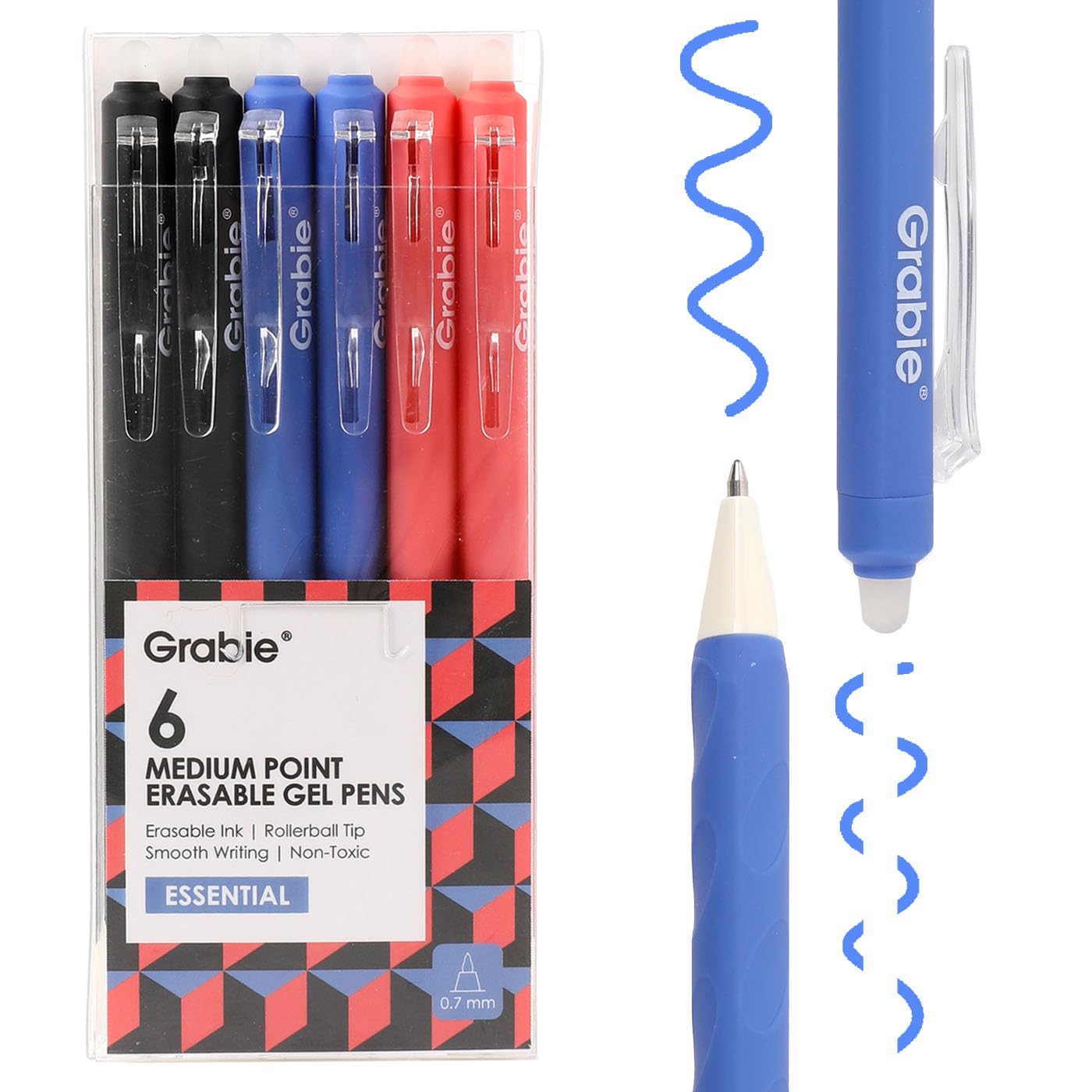 Grabie Radierbare Gelschreiber Set, 0,7mm Spitze, Tintenroller für kreatives Journaling, Planer & Ausmalen, Sanftes Schreiben & Rückstandsloses Löschen