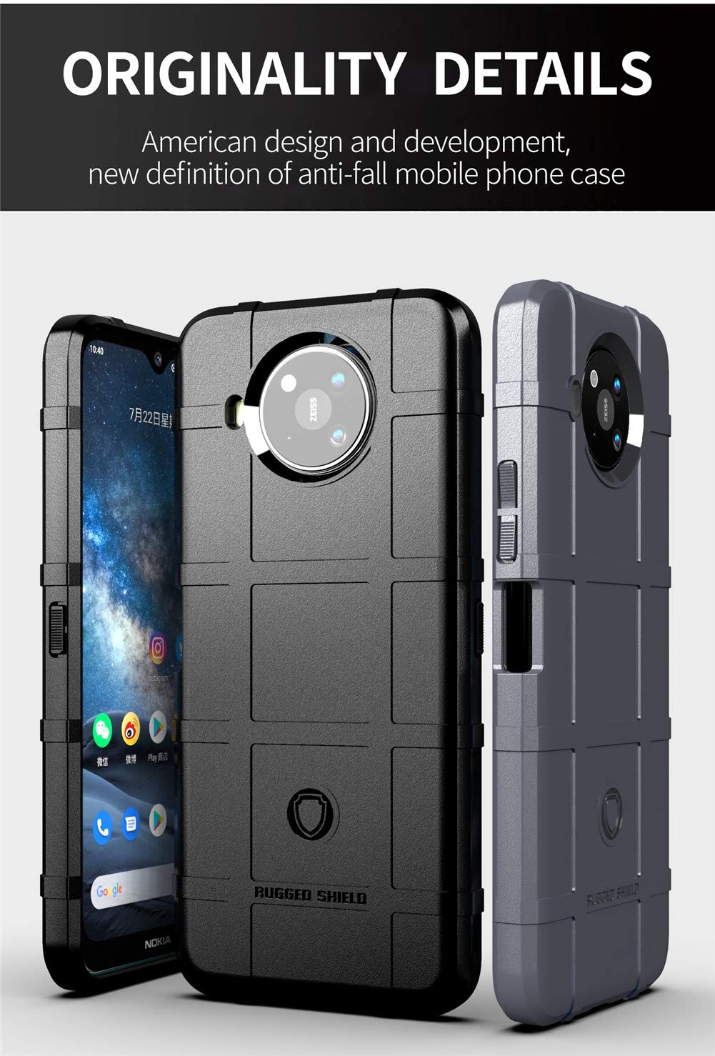 Custodia Per Nokia 8.3 5G – Cover In Silicone Morbido Con Paraurti Antiurto – Design Militare E Texture Sabbia – Nero