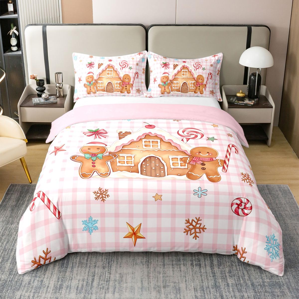 Homewish Weihnachts Süßigkeit Baumwolle Bettwäsche 220x240