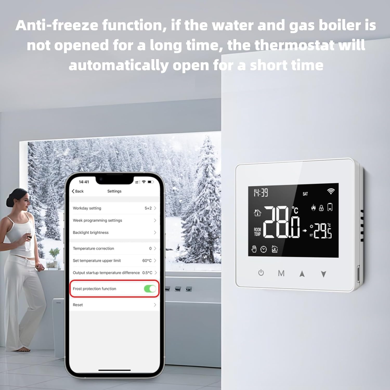 Bezprzewodowy inteligentny termostat, termostat oszczędzający energię, pełna kontrola nad kotłem i ciepłą wodą z dowolnego miejsca, mini termostat do ogrzewania, funkcja wielu pomieszczeń, ł