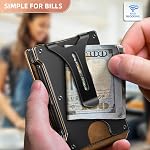 KEMISANT Men Wallet- Slim Wallet Money Clip Gift for Men 12Cards-Metal Case with Magnetic Flip
