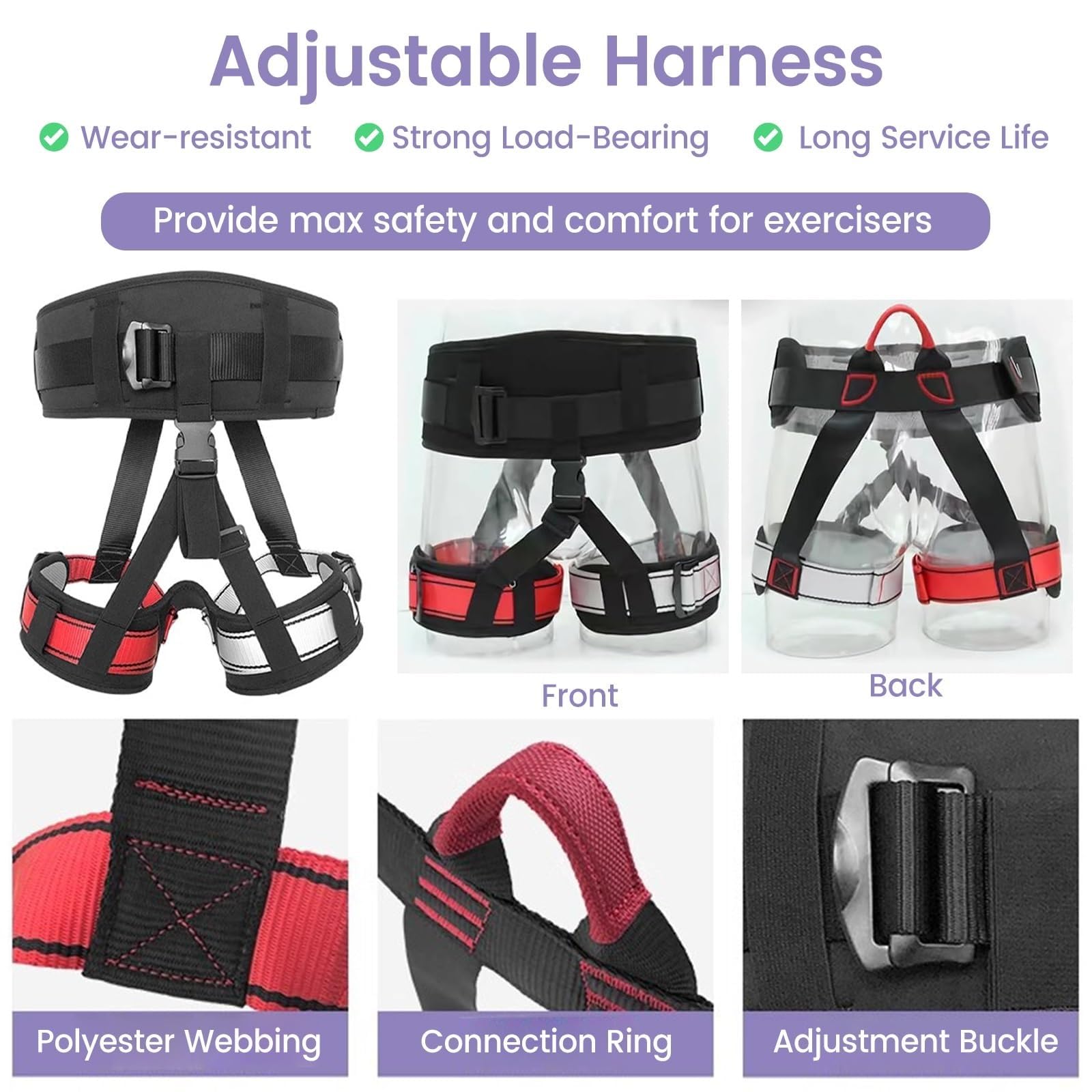 Conjunto de Bandas de Resistencia para Danza aérea con Bungee, Kit de Equipo de Fitness aéreo con rotación de 360°, Herramienta de Entrenamiento elástico para Yoga aéreo, para Gimnasio