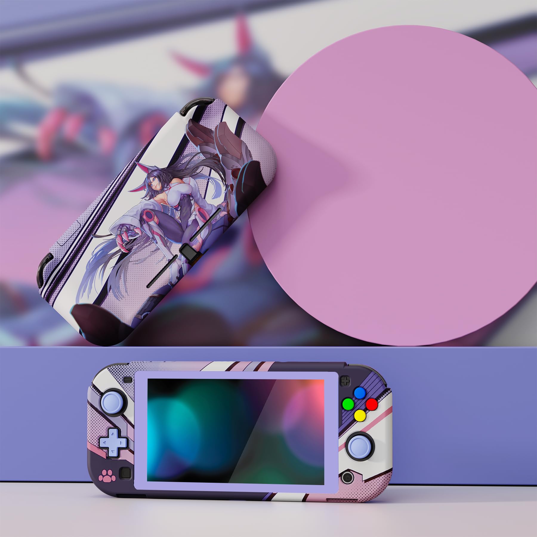 Playvital ZealProtect Custodia per Nintendo Switch Lite, custodia protettiva per accessori, impugnatura ergonomica Joycon con pellicola protettiva e tappi per tasti per Switch Lite (Neko Mecha)