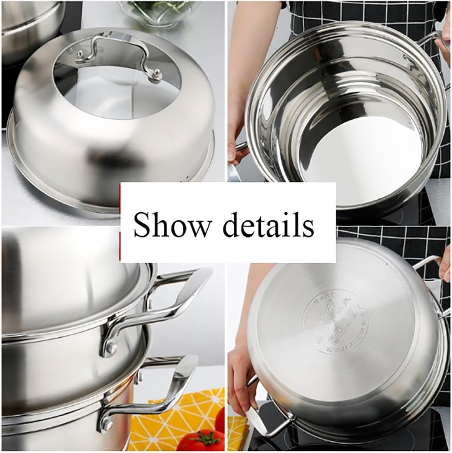 4-Layer Steamer/Stock Pot, Commercial/Household 304 Stainless Steel Steamer, (28/30/32cm), for Gas Stove/Induction Cooker(28cm) (One Color 30cm)