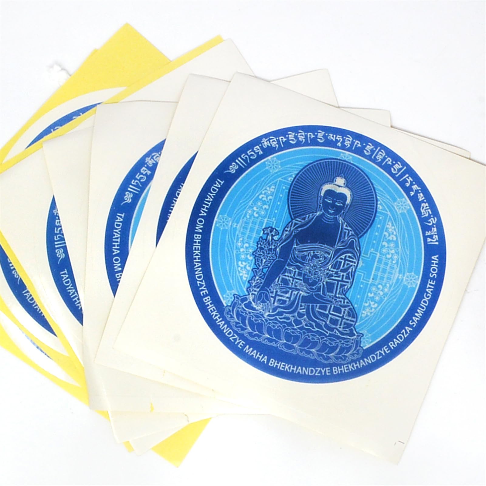 Feng Shui 5 Pieces Medicine Buddha Window Sticker Amulet Auspicious Happiness and Longevity Home Wall Stickers, Car Stickers (Longevity)