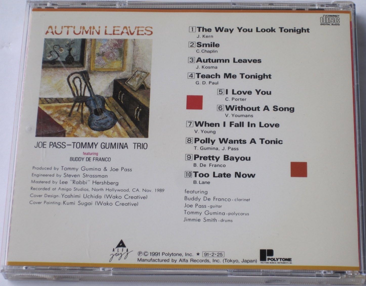 BUDDY DEFRANCO JOE PASS/TOMMY GUMINA TRIO - Autumn Leaves - Disque CD