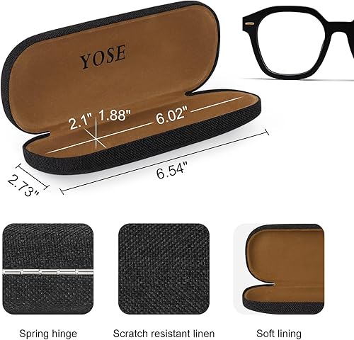 Miniatura 3 de YOSE Casos duros unisex de las gafas de la cáscara, caso protector para los vidrios, caja grande de los vidrios de las telas de lino
