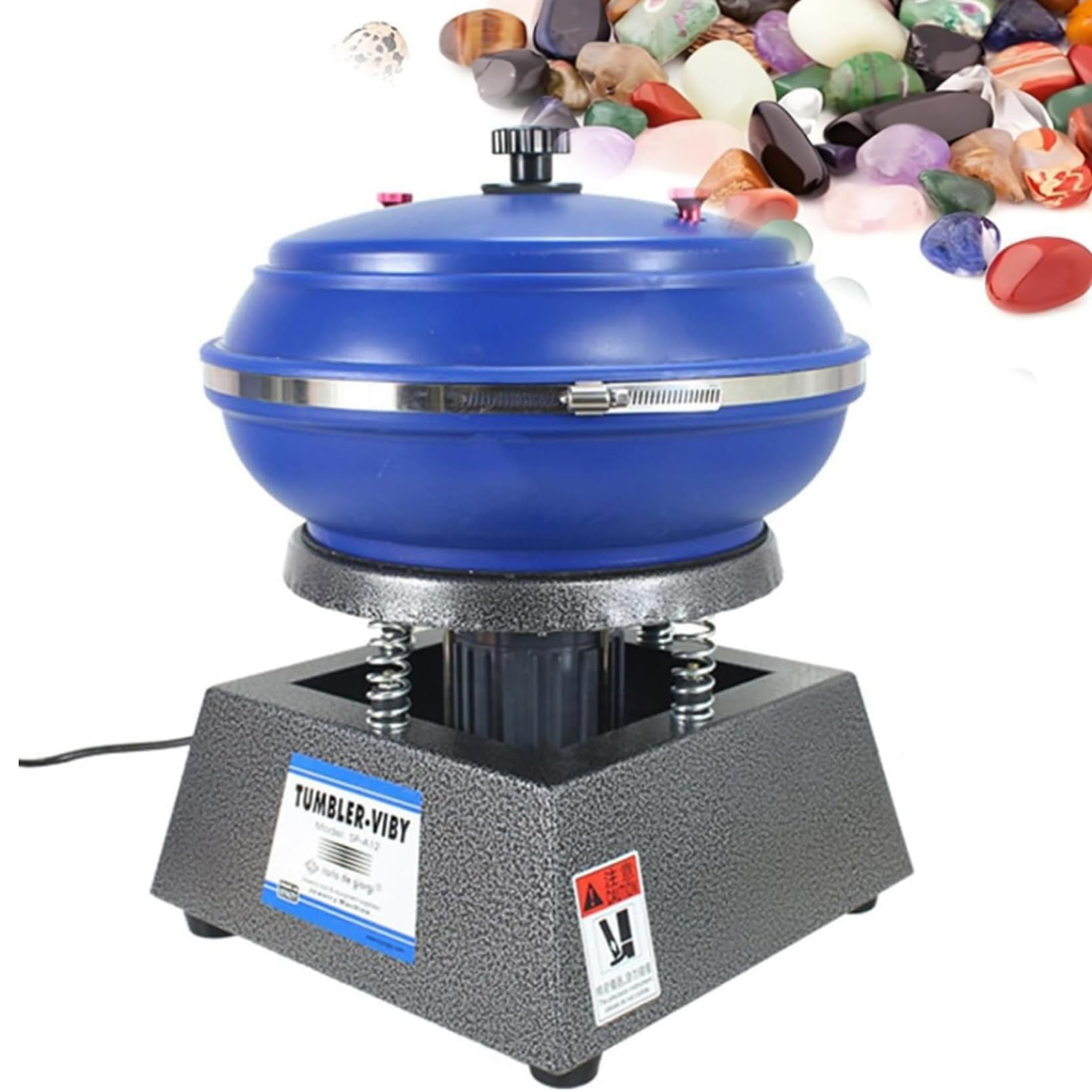 Elektrische Vibrationstrommelpoliermaschine, professionelles Gesteinspolierset, zum Schleifen und Polieren von Werkstückoberflächen, Schmuckzubehör, 6,2 l