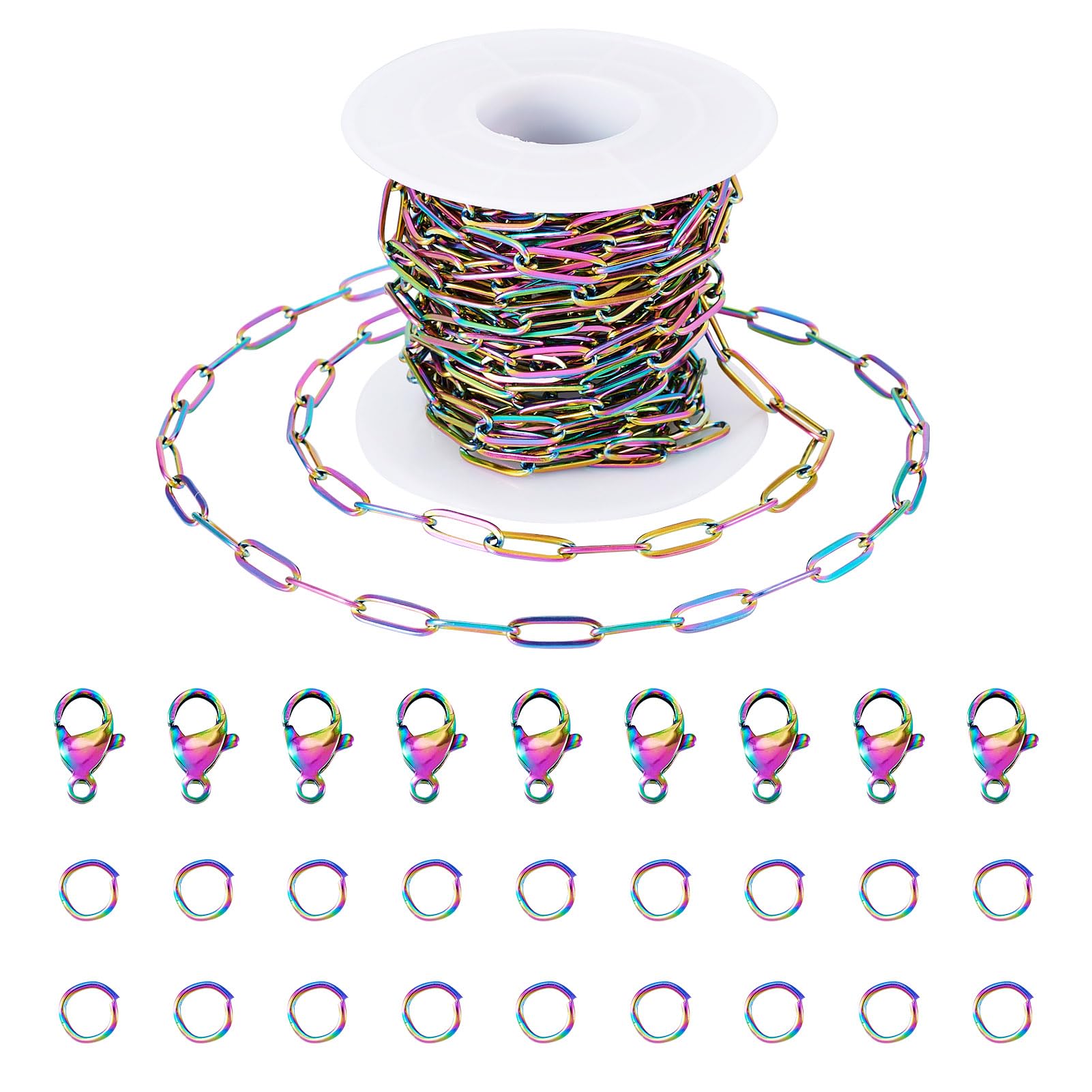 Chaînes à maillons trombones en acier inoxydable pour créer des colliers tendance fait maison