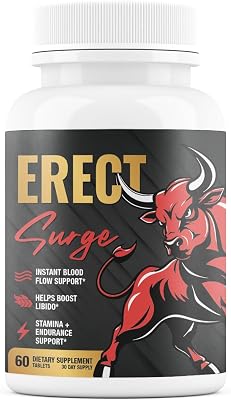 Erect SURGE&trade; - Fast Acting Male Blood Flow Pills for Performance, lntimacy, Hardness | Helps Boost Desire, Stamina & Size | 20 Ingredients for Men to Restore Confidence | 3rd Party Tested - 60 Tablets