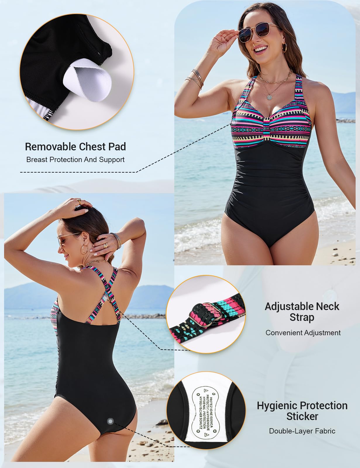 Bañadores para Mujer Reductores Barriga Vientre Plano Tallas Grandes Trajes de Baño Una Pieza Natacion Sexy Push Up Bañador