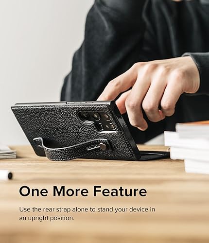Miniatura 4 de Ringke Folio Signature EZ - Correa compatible con Samsung Galaxy S22 Ultra 5G (2022), piel artesanal hecha a mano con correa para teléfono y