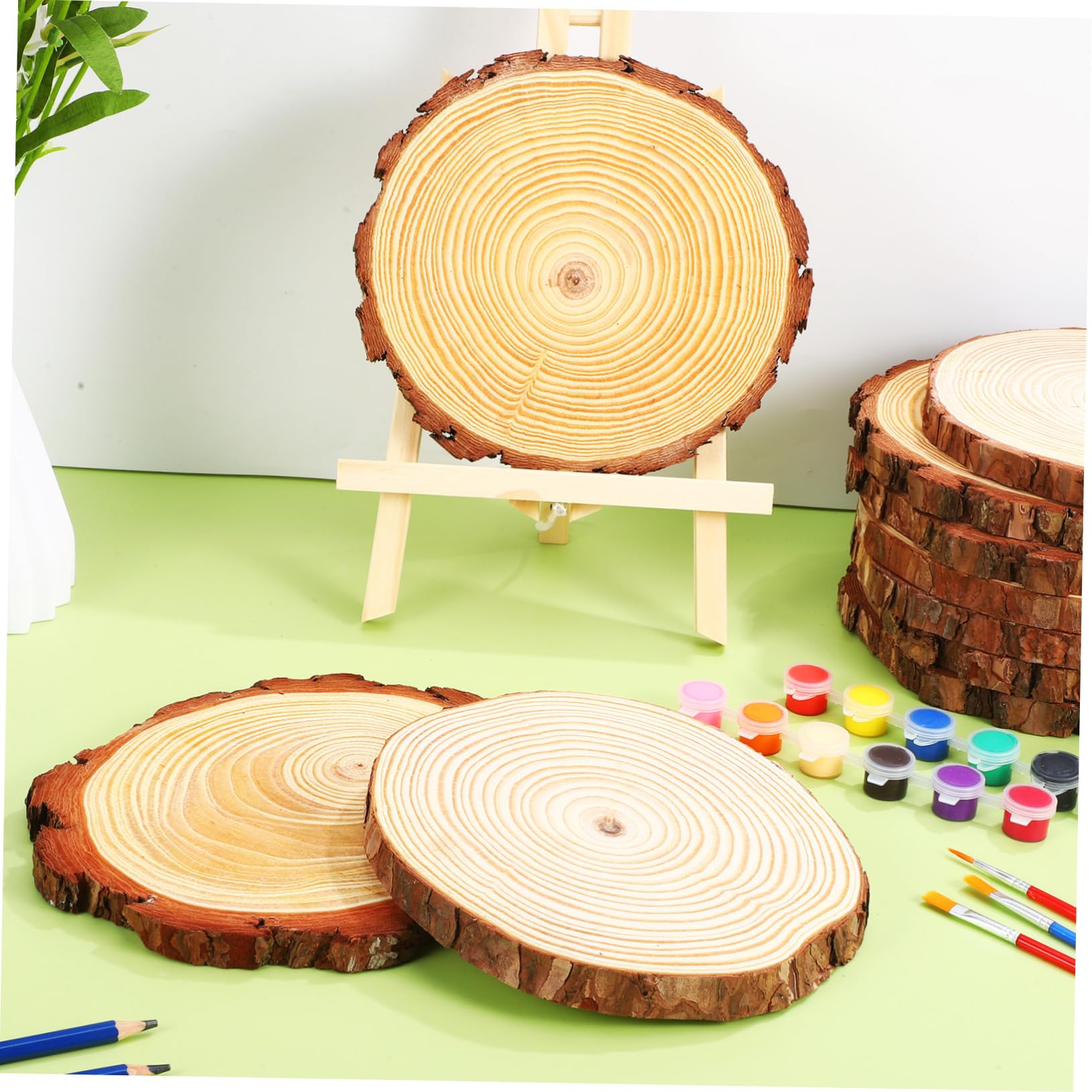 10 Holzscheiben Rund 10 Stück für Bastelarbeiten Rustikal | Selbstgemacht Untersetzer zum Bemalen, Heimdekoration und Tischdeko, Unbehandelt für Kunstprojekte
