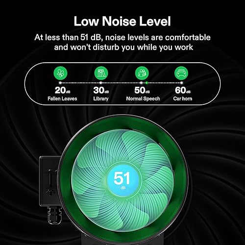 Miniatura 56 de VIVOSUN AeroZesh T4 Ventilador de conducto en línea, silencioso ventilador de escape de ventilación de 4 pulgadas 210 CFM con motor EC y controlador