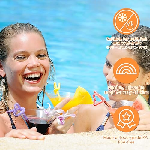 Miniatura 4 de HANSGO 360 popotes flexibles, de plástico, desechables, coloridos y flexibles, extra largos para fiesta de cumpleaños