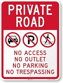 SmartSign 24 x 18 inch “Private Road - No Access, No Outlet, No Parking, No Trespassing†Metal Sign with Symbols, 80 mil Aluminum, 3M Laminated Engineer Grade Reflective Material, Red, Black and White